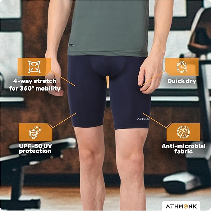 Athmonk 4-Way Lycra Compression Shorts for Men